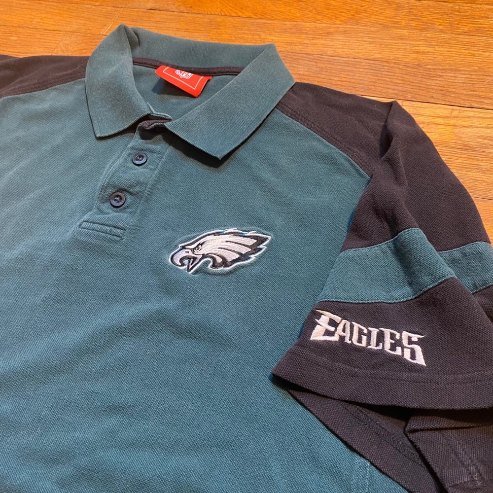 NFL Philadelphia Eagles Polo Shirt Mens XL 2000s Green Black Embroidered Logo - Picture 3 of 7
